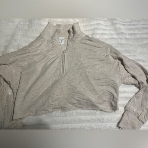 Light Gray Quarter-Zip Pullover Aerie small